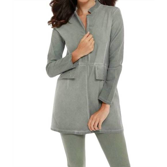 NEW FRENCH KYSS amaya long grommet jacket in olive - Picture 1 of 1